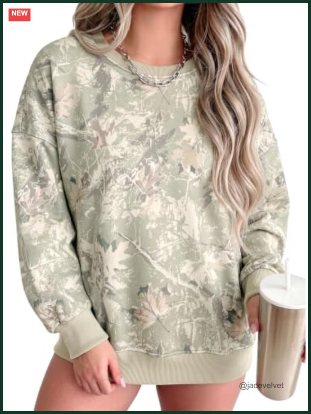 Plus Size Camo Print Sweatshirt Pullover Crew Neck Long Sleeve Oversized Top